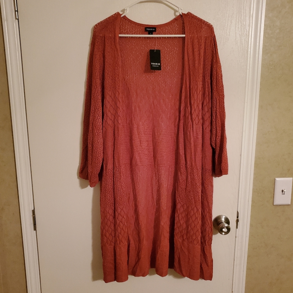 Torrid thin orange sweater/jacket size 4